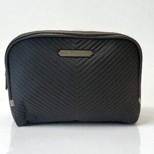 New! AIMEE KESTENBERG BLACK NYLON QUILTED COSMETIC BAG